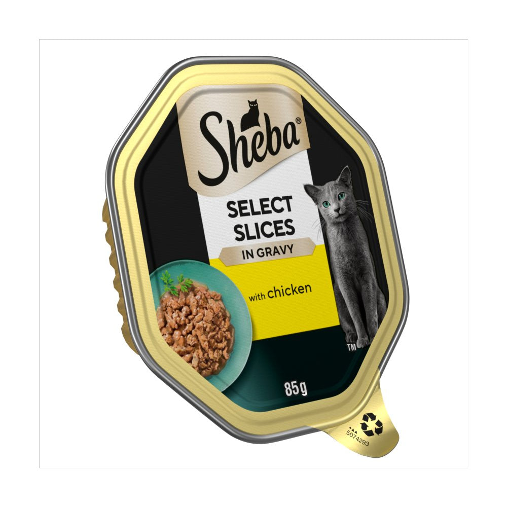 Sheba Select Slices Adult Cat Food Tray with Chicken in Gravy 85g (Pack of 6)