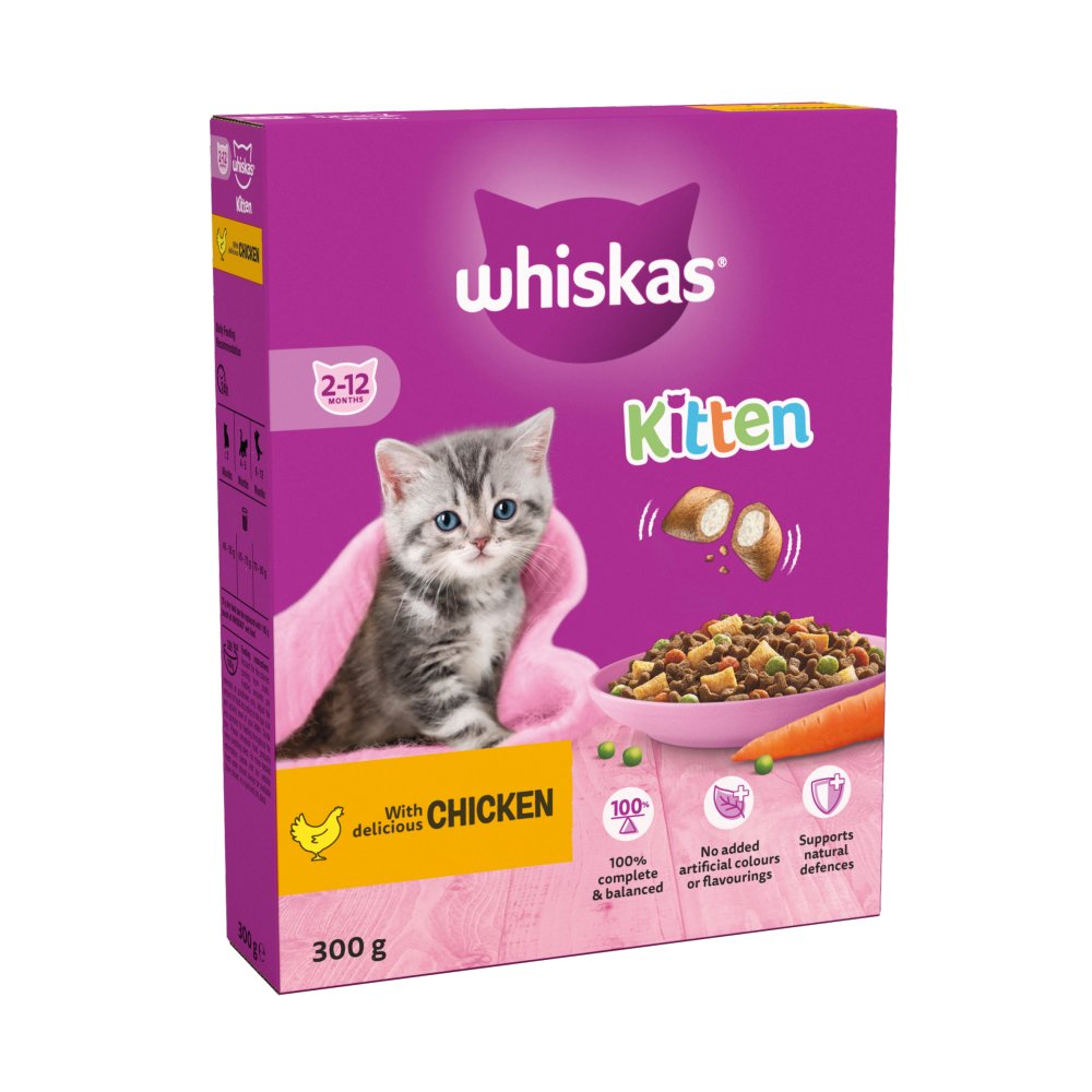 Whiskas Kitten Chicken Dry Cat Food 300g (Pack 6)