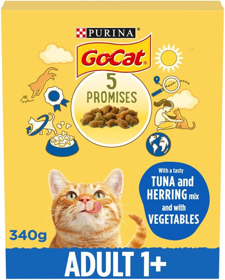 GO-CAT Herring and Tuna Dry Cat Food 340g (Pack of 6)