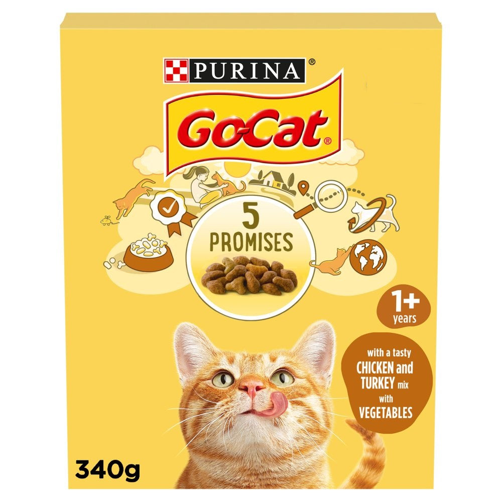 GO-CAT Chicken and Turkey Dry Cat Food 340g