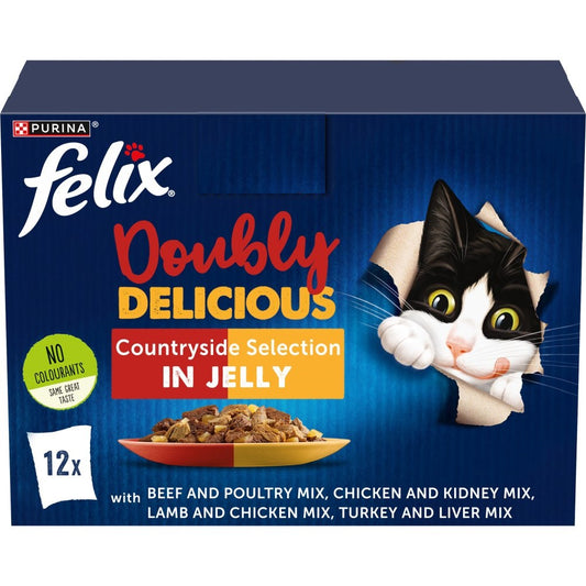 Felix Doubly Delicious Countryside Selection in Jelly 100g (Pack of 12)